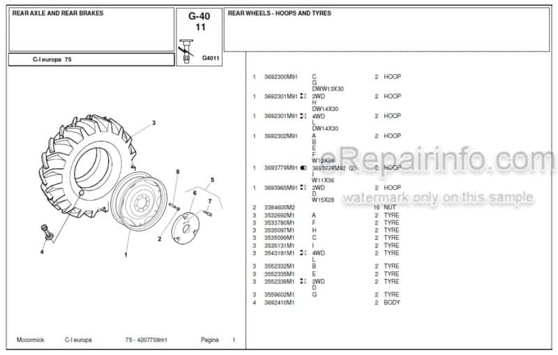 Photo 1 - McCormick C-L75 Parts Catalog Tractor