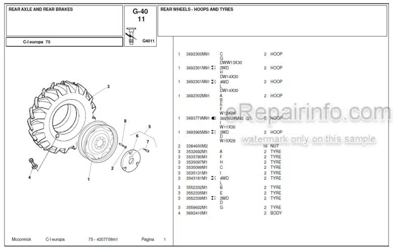 Photo 1 - McCormick C-L75 Parts Catalog Tractor