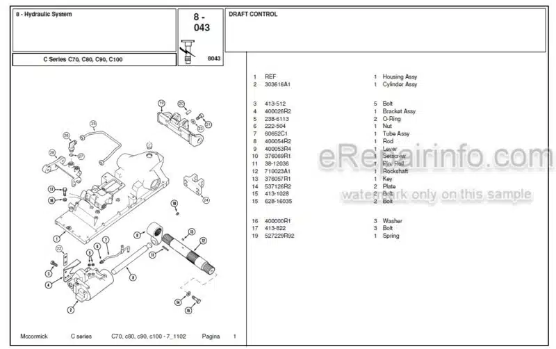 Photo 1 - McCormick C70 C80 C90 C100 Parts Catalog Tractor