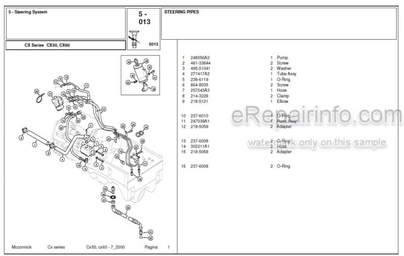 Photo 1 - McCormick CX50 CX60 Parts Catalog Tractor