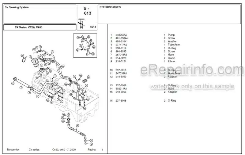 Photo 1 - McCormick CX50 CX60 Parts Catalog Tractor