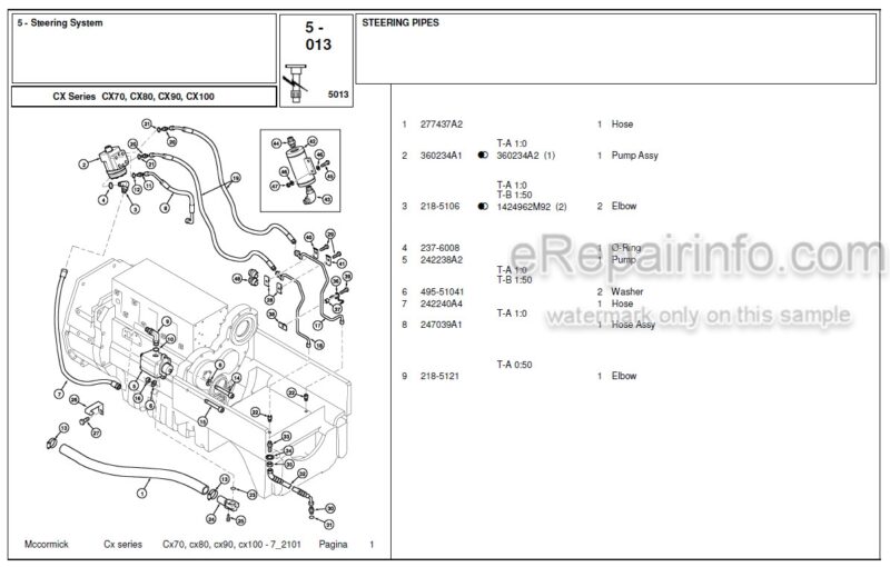 Photo 1 - McCormick CX70 CX80 CX90 Parts Catalog Tractor