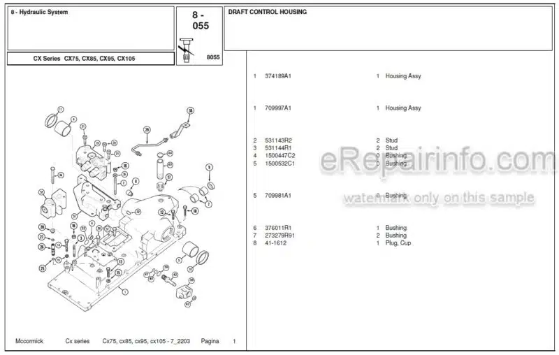 Photo 1 - McCormick CX75 CX85 CX95 CX105 Parts Catalog Tractor