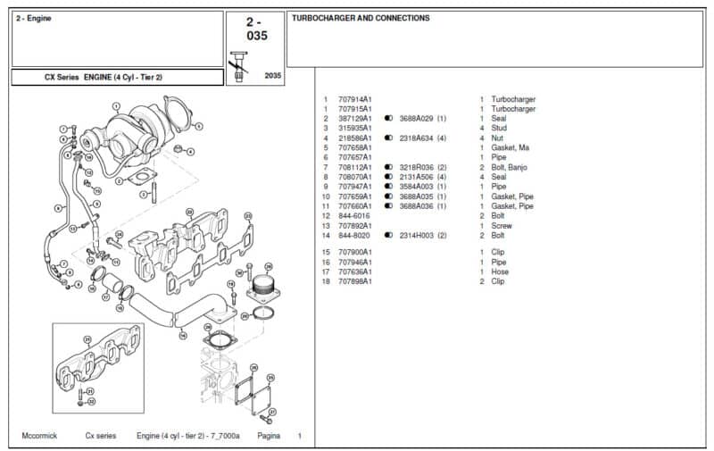 Photo 1 - McCormick CX75 CX85 CX95 CX105 Tier 2 Parts Catalog Tractor Engine
