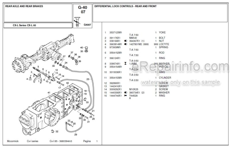 Photo 1 - McCormick CX L85 Parts Catalog Tractor