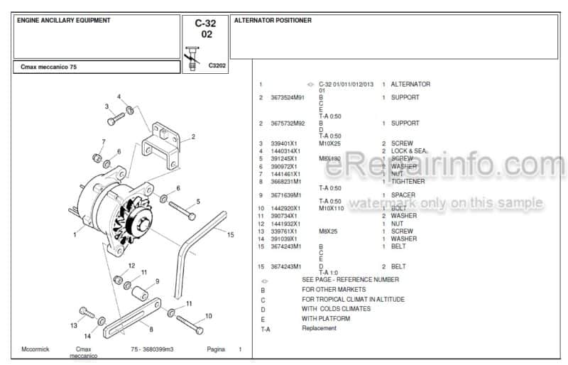 Photo 1 - McCormick C Max 75 Parts Catalog Tractor