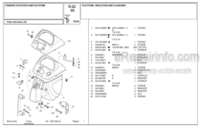 Photo 1 - McCormick C Max 85 Parts Catalog Tractor