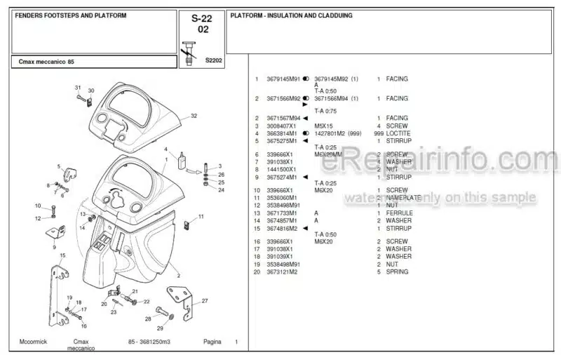 Photo 1 - McCormick C Max 85 Parts Catalog Tractor