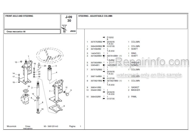 Photo 1 - McCormick C Max 95 Parts Catalog Tractor