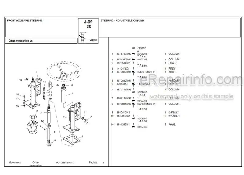 Photo 1 - McCormick C Max 95 Parts Catalog Tractor