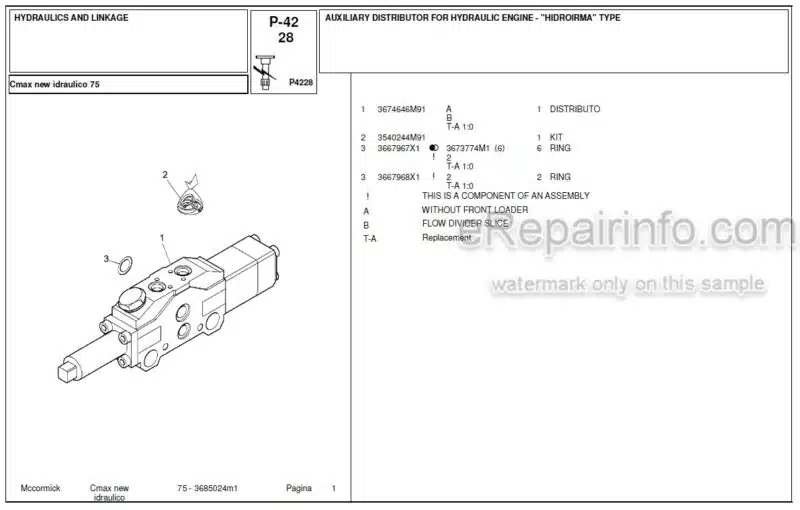 Photo 1 - McCormick C Max New 75 Parts Catalog Tractor