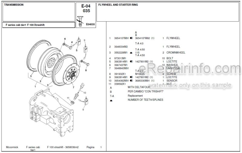 Photo 1 - McCormick F100 Parts Catalog Tractor