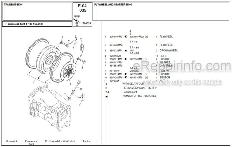 Photo 1 - McCormick F100 Parts Catalog Tractor