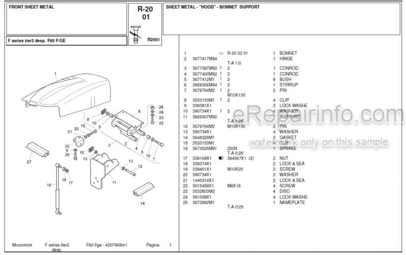 Photo 1 - McCormick F60F Parts Catalog Tractor
