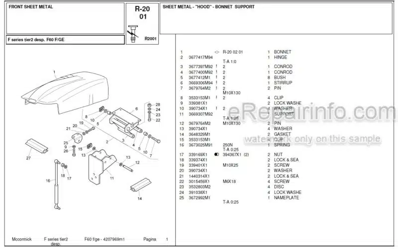 Photo 1 - McCormick F60F Parts Catalog Tractor