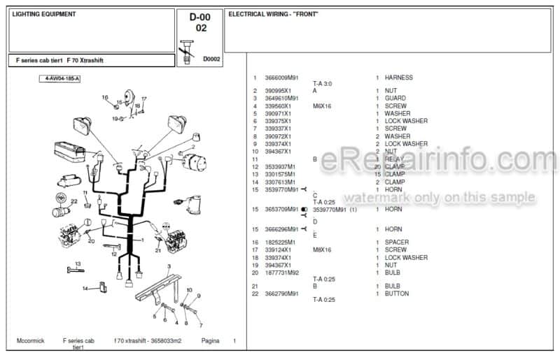 Photo 1 - McCormick F70 Parts Catalog Tractor