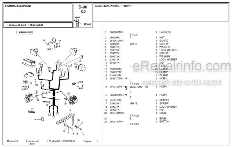 Photo 1 - McCormick F70 Parts Catalog Tractor