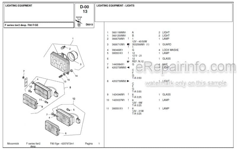Photo 1 - McCormick F80F Parts Catalog Tractor