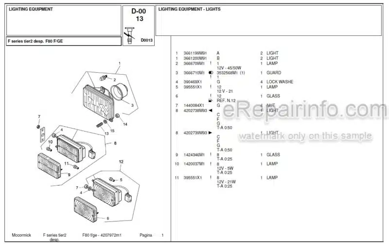 Photo 1 - McCormick F80F Parts Catalog Tractor