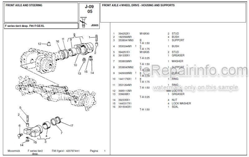 Photo 1 - McCormick F95F Parts Catalog Tractor