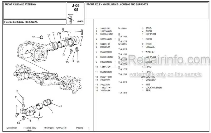 Photo 1 - McCormick F95F Parts Catalog Tractor