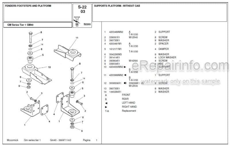 Photo 1 - McCormick GM40 Parts Catalog Tractor