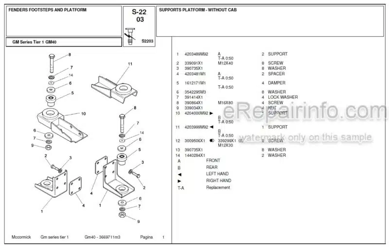 Photo 1 - McCormick GM40 Parts Catalog Tractor