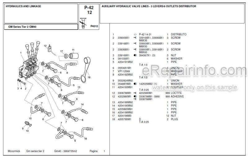 Photo 1 - McCormick GM40 Tier 2 Parts Catalog Tractor