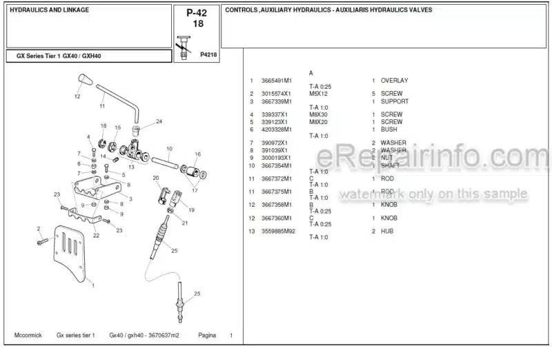 Photo 1 - McCormick GX40 GXH40 Parts Catalog Tractor