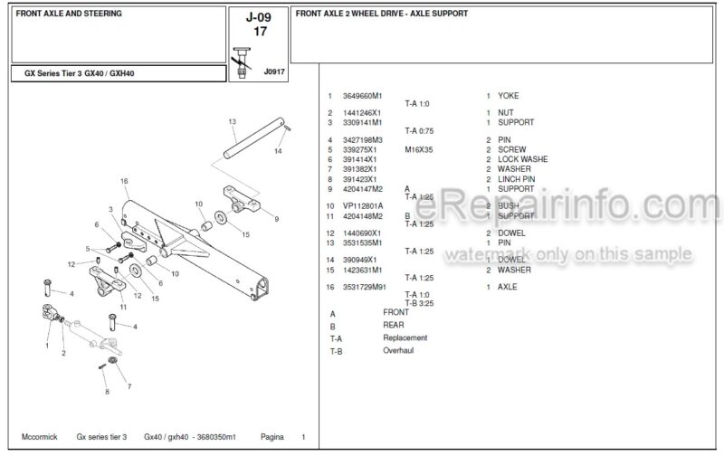 Photo 1 - McCormick GX40 GXH40 Tier3 Parts Catalog Tractor