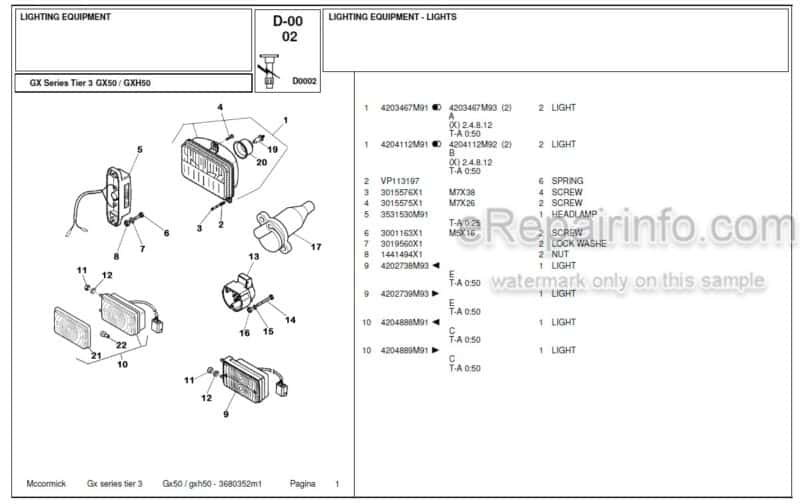 Photo 1 - McCormick GX50 GXH50 Tier 3 Parts Catalog Tractor