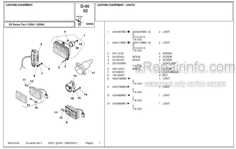Photo 1 - McCormick GX50 GXH50 Tier 3 Parts Catalog Tractor