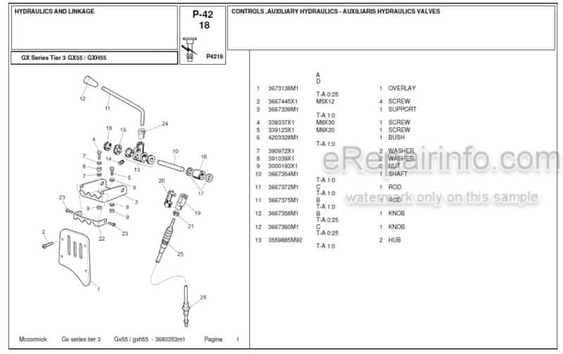 Photo 1 - McCormick GX55 GXH55 Tier 3 Parts Catalog Tractor