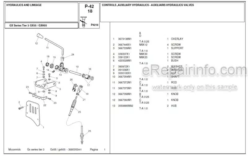 Photo 1 - McCormick GX55 GXH55 Tier 3 Parts Catalog Tractor