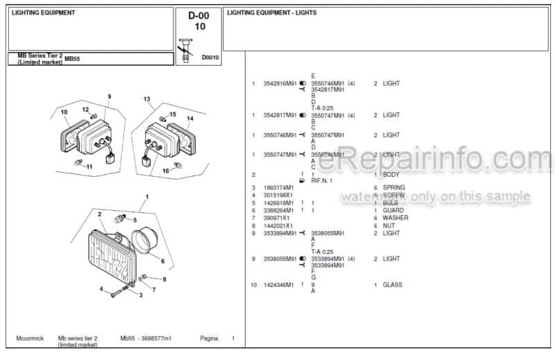Photo 1 - McCormick MB55 Tier 2 Parts Catalog Tractor