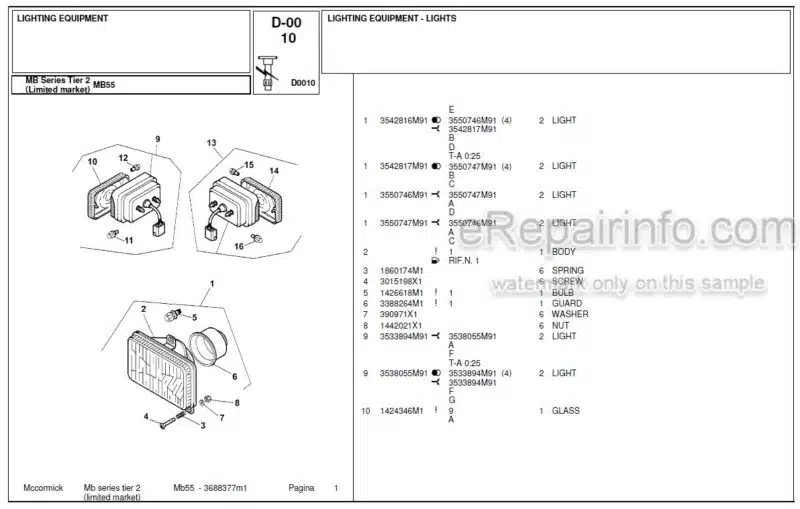 Photo 1 - McCormick MB55 Tier 2 Parts Catalog Tractor
