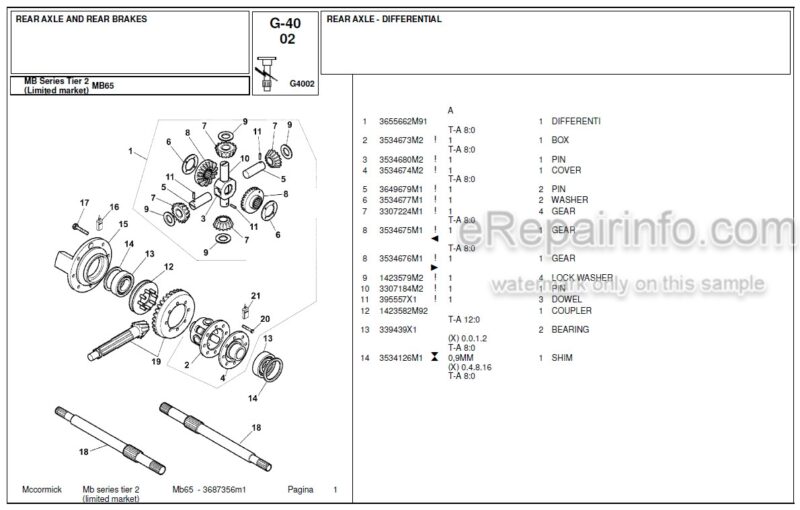 Photo 1 - McCormick MB65 Tier 2 Parts Catalog Tractor