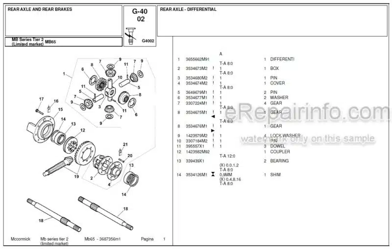 Photo 1 - McCormick MB65 Tier 2 Parts Catalog Tractor