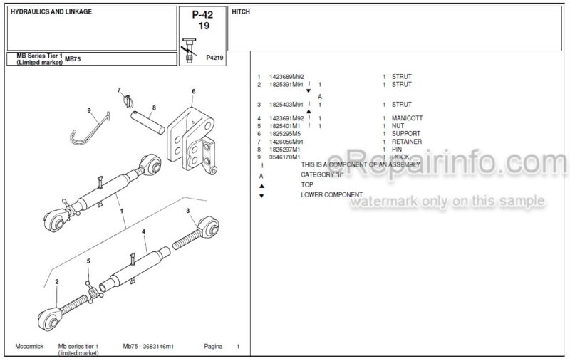 Photo 1 - McCormick MB75 Parts Catalog Tractor