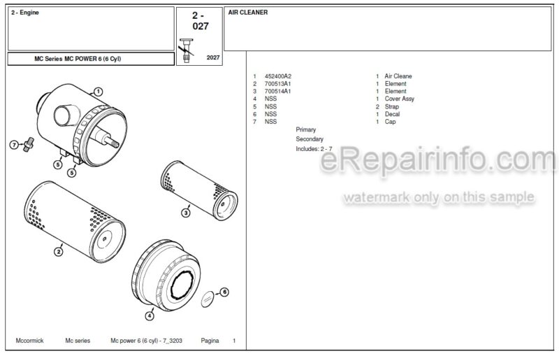 Photo 1 - McCormick MC120 MC135 Power Parts Catalog Tractor