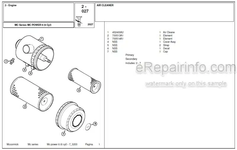Photo 1 - McCormick MC120 MC135 Power Parts Catalog Tractor