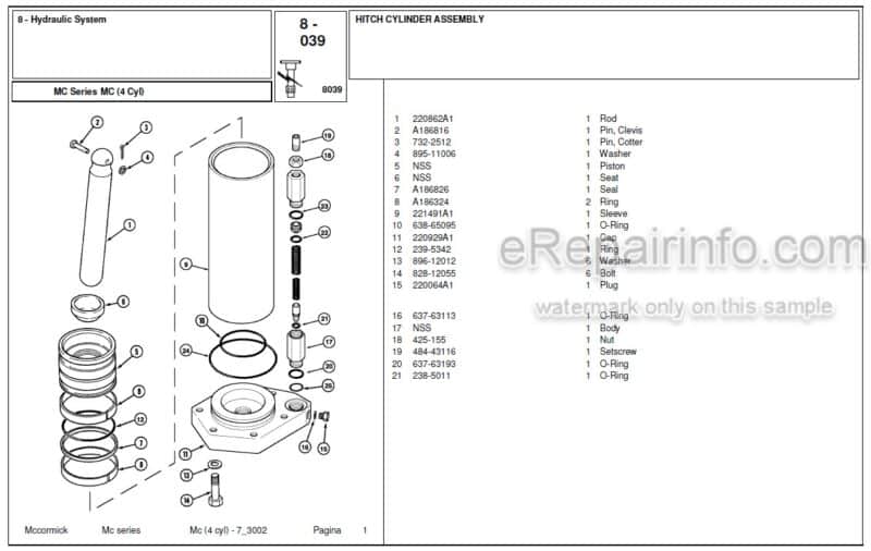 Photo 1 - McCormick MC80 MC90 MC100 MC105 Parts Catalog Tractor