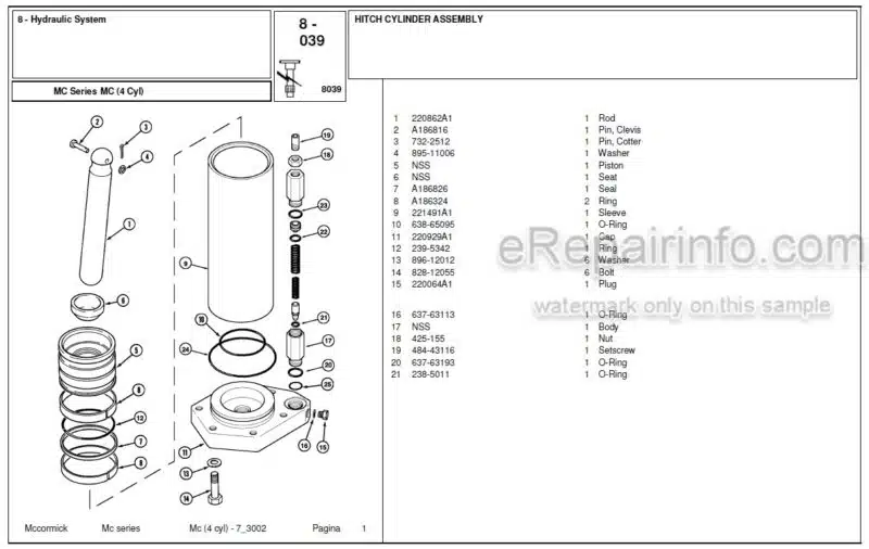 Photo 1 - McCormick MC80 MC90 MC100 MC105 Parts Catalog Tractor