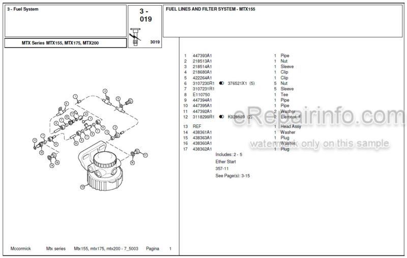 Photo 1 - McCormick MTX155 MTX175 MTX200 Parts Catalog Tractor