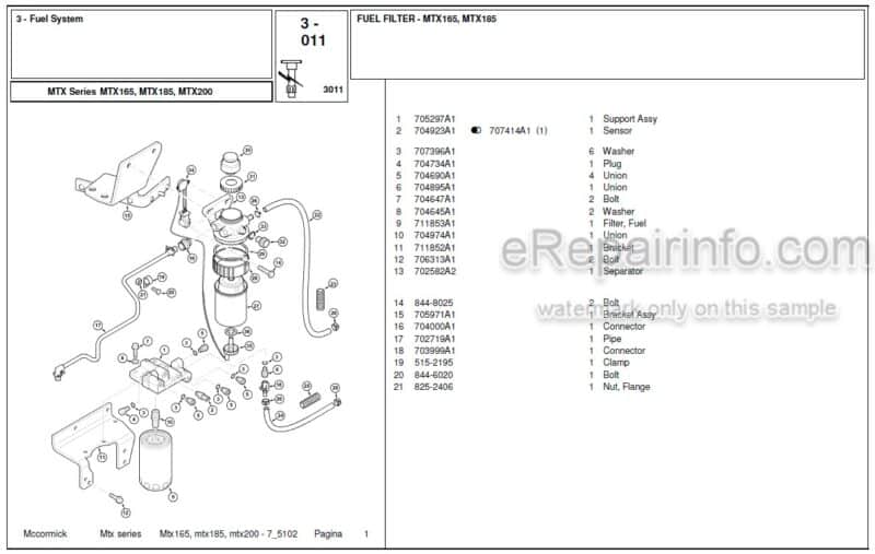 Photo 1 - McCormick MTX165 MTX185 MTX200 Parts Catalog Tractor
