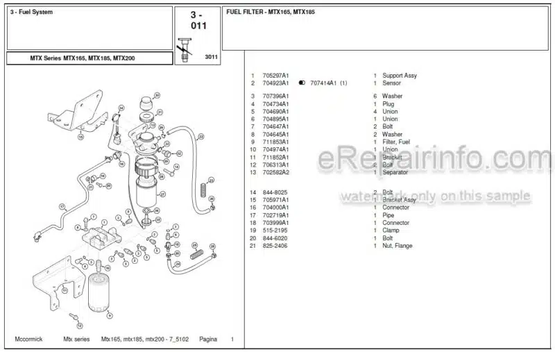 Photo 1 - McCormick MTX165 MTX185 MTX200 Parts Catalog Tractor