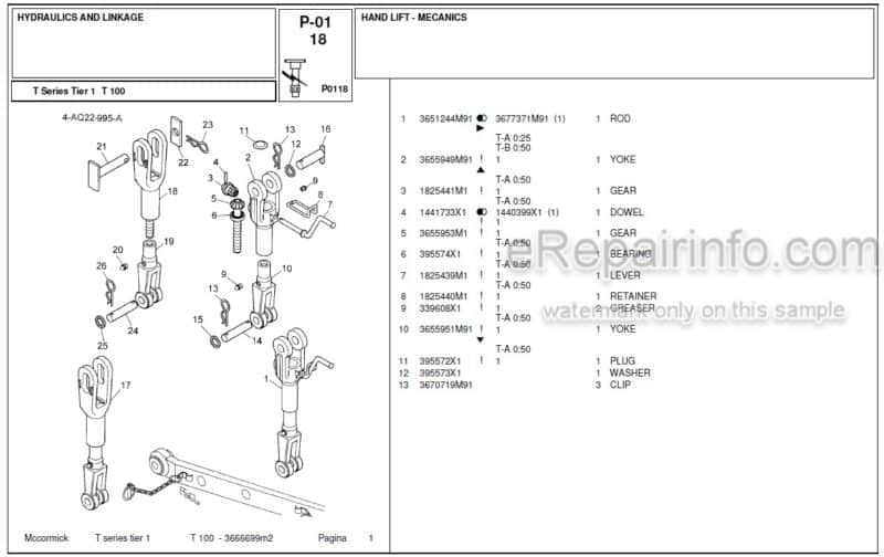 Photo 1 - McCormick T100 Parts Catalog Tractor