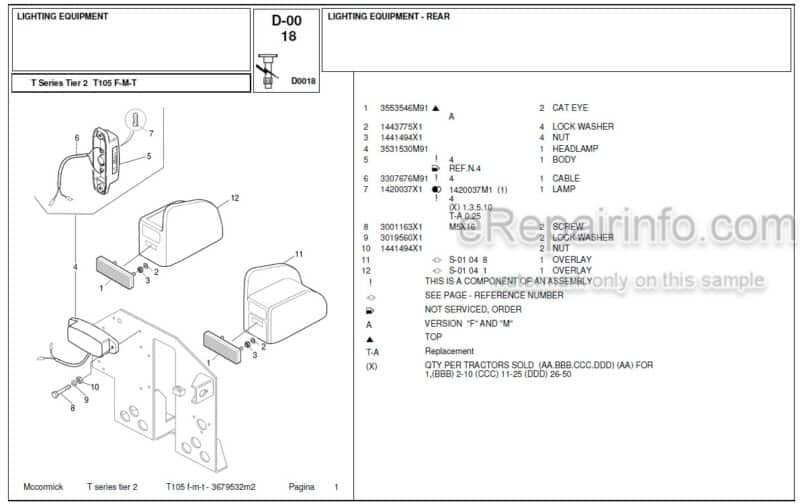 Photo 1 - McCormick T105 Parts Catalog Tractor