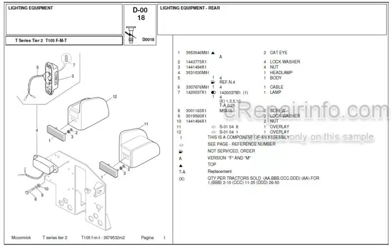 Photo 1 - McCormick T105 Parts Catalog Tractor