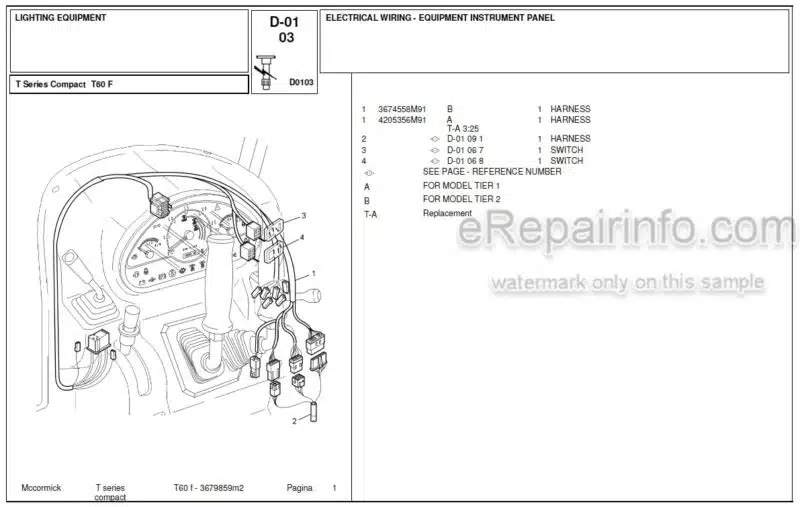 Photo 1 - McCormick T60 Parts Catalog Tractor